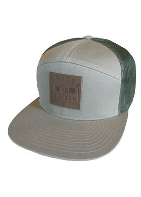 Flat Brim Hat - Leather Patch - Gray