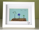 Mini 4x5in framed 3 color bird scene