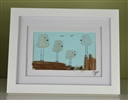 7x9in framed seaglass 4  bird family scene