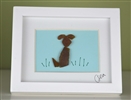 Mini 4x5in framed seaglass dog