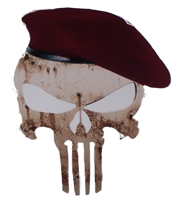 Red Beret Punisher Skull Full color Graphic Window Decal Sticker
