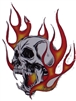 Angled Skull Flames / Fire Full color Graphic Window Decal Sticker