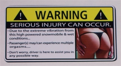 WARNING Serious Injury can Occur Snowmobile Warning Decals