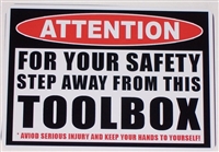 1 TOOL BOX WARNING Serious Injury can Occur Full color Decal