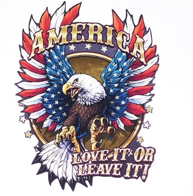 AMERICA ! LOVE IT OR LEAVE IT!  American Flag Eagle  Full color Graphic Window Decal Sticker