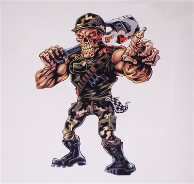 Angry Army Piston Cross Skull Full color Graphic Window Decal Sticker