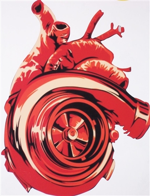 Real Look Turbo Heart Full color Graphic Window Decal Sticker