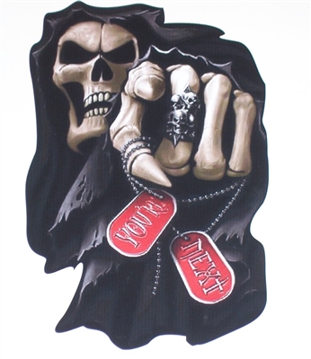 Cartoon Grim Reaper Flipping Bird Finger Middle Finger Full color Graphic Window Decal Sticker