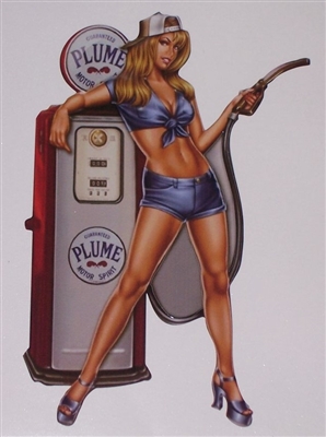 Hot Rod Gas Pump Pin up Girl Full color Graphic Window Decal Sticker