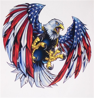 American Flag Attack Eagle #3 Full color Graphic Decal Sticker