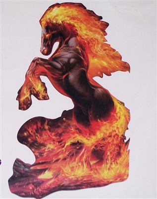 Flaming Lova Stallion Horse Full color Graphic Window Decal Sticker