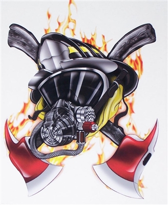 Firefighter Mask and Shield #2 Graphic Window Decal Sticker