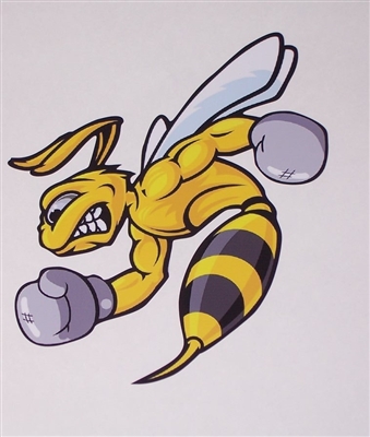 Angry Fighting Boxer Bee Full color Graphic Window Decal Sticker