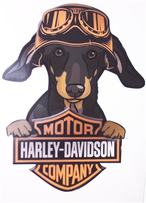 Harley Davidson Logo Dash hound Wiener Dog Full color Graphic Window Decal Sticker