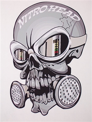 Nitro Head Mask w/ Piston Cross Skulls Full color Graphic Window Decal Sticker