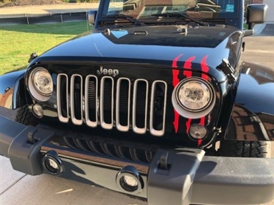 Monster Claw ripping Headlight or Tail light Decal Set on 2017 Jeep Wrangler