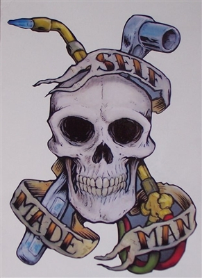 Self Made Man Skull Full color Graphic Window Decal Sticker