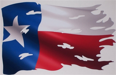 Ripped Tattered Texas Flag Graphic Window Decal Sticker