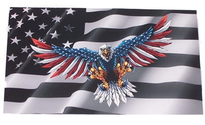 Gray Scale American W/ Angry Attack Eagle Skull Full color Graphic Window Decal Sticker
