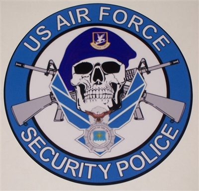 USAF Security Police Skull CIRCLE   Full color Graphic Window Decal Sticker