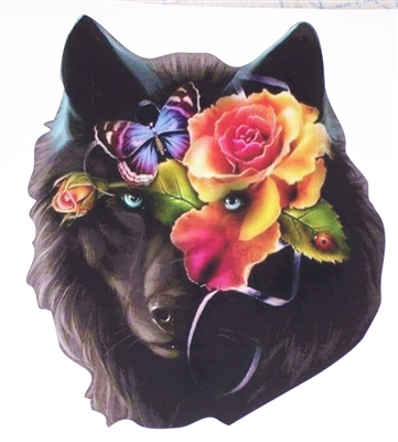 Butterfly Rose Wolf  Full color Graphic Window Decal Sticker