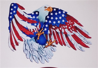 Angled American Flag Eagle #2 Full color Graphic Window Decal Sticker