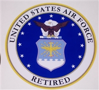 US AIR FORCE RETIRED circle Full color Graphic Window Decal Sticker