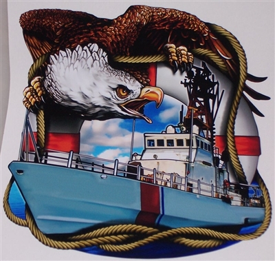 US Coast Guard Ship and Eagle Graphic Window Decal Sticker