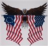 Front facing Wings out Natural Eagle Holding American / 1776 Flags Full color Graphic Window Decal Sticker