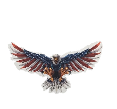 Front facing Wings out American Flag Attack Eagle #1 Full color Graphic Window Decal Sticker