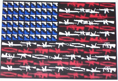 Gun and Riffle American Flag Full color Graphic Window Decal Sticker