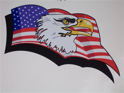 Waving American Flag with Eagle Head Full color Graphic Window Decal Sticker