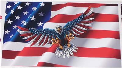 American Flag with Wing out attack Eagle Full color Graphic Window Decal Sticker