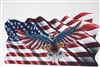 Waving American Flag with Wing out attack Eagle Full color Graphic Window Decal Sticker
