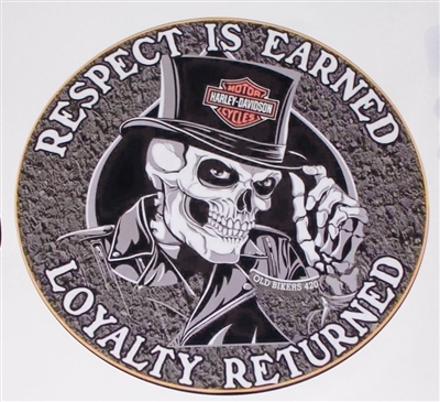 Respect is Earned Loyalty Returned Biker Skull Full color Graphic Window Decal Sticker