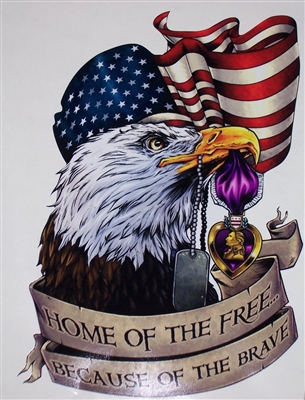 Purple Heart American Flag Eagle Home of free Full color Graphic Window Decal Sticker