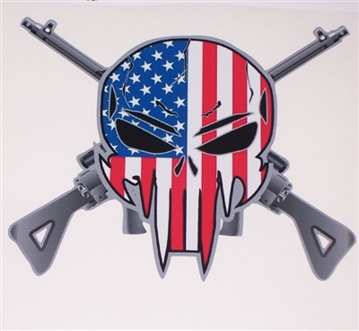 American Flag Angry 2nd Amendment Skull Full color Graphic Window Decal Sticker