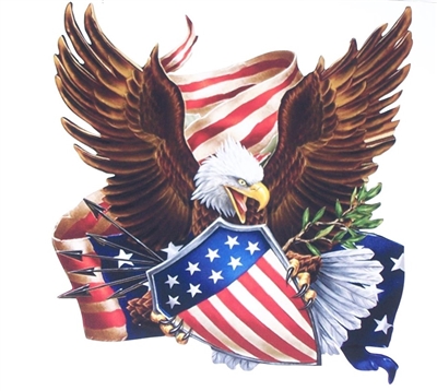 American Flag Eagle Holding Shield & Grape Vine Full color Graphic Window Decal Sticker