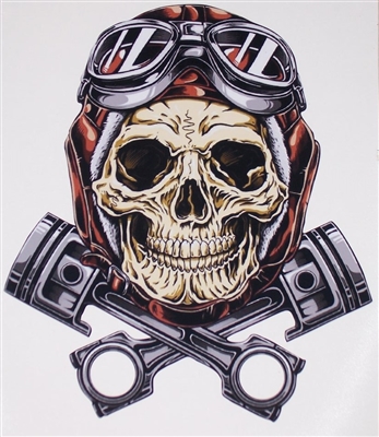 Aviation Biker Skull Piston Cross  Full color Graphic Window Decal Sticker