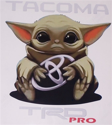 Baby Yoda Holding Toyota Logo Plain Or with Text  Full color Graphic Window Decal Sticker