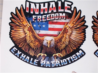 American Flag Eagle Inhale FREEDOM Exhale Patriotism Full color Graphic Window Decal Sticker