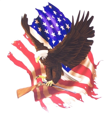 Eagle Holding American Flag Eagle Home of free Full color Graphic Window Decal Sticker