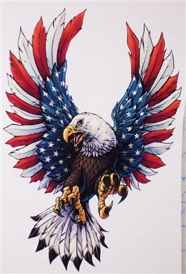 Front facing American Flag Attack Eagle Full color Graphic Window Decal Sticker