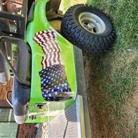 Green EZGO w/ Golf Cart Waving American Flag HOOD & Side Graphics