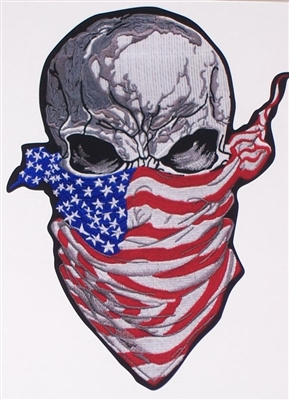 American Flag Bandana Biker Skull Full color Graphic Decal Sticker