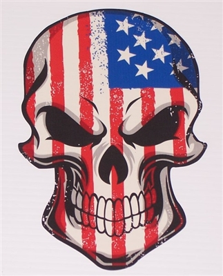 American Flag Skull Full Color Graphic Decal Sticker