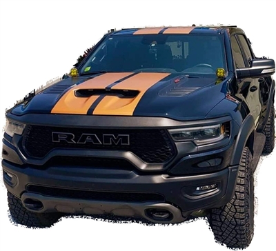 Black Dodge Ram TRX w/ Orange 11" Plain Rally Stripe Decal Set