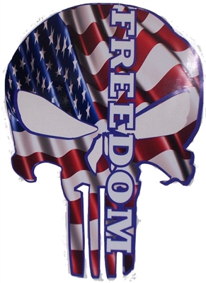 American Flag FREEDOM Punisher Skull Full color Graphic Window Decal Sticker