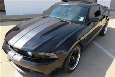 white mustang w/ Red & Black 2 Color Dual Stripe Kit