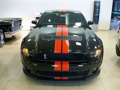 Black mustang w/ Red & silver 2 Color Dual Stripe Kit